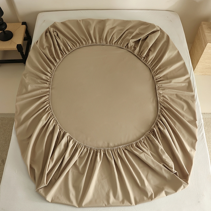 91家纺网 家纺一手货源 找家纺 轩和家居 2024新款50S长绒棉磨毛单床笠 摩卡