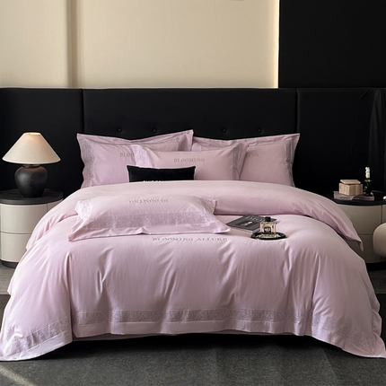 91家纺网 家纺一手货源 找家纺 安妮家居 2024新款A类云锦长绒棉全棉磨毛四件套含礼盒包装 云锦-紫色