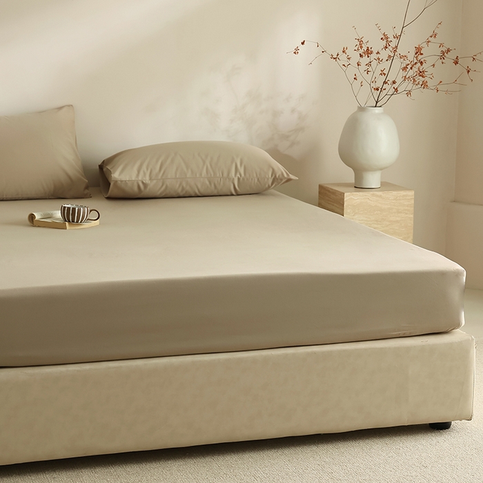 91家纺网 家纺一手货源 找家纺 轩和家居 2024新款50S长绒棉磨毛单床笠 摩卡