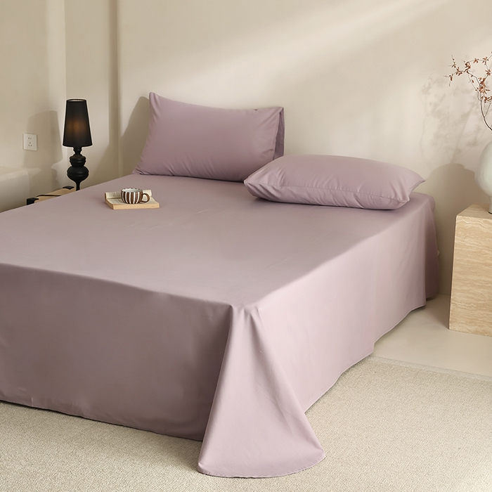 91家纺网 家纺一手货源 找家纺 轩和家居 2024新款50S长绒棉磨毛单床单 雅紫