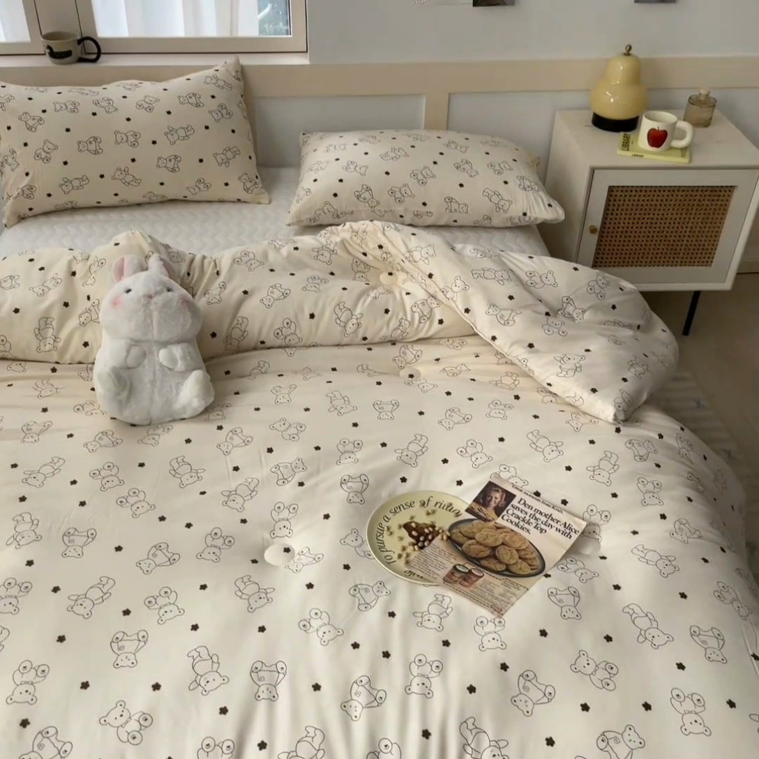91家纺网 家纺一手货源 找家纺 星巴k家纺 2024糯糯棉A类大豆蛋白纤维加厚保暖双层纱冬被水洗棉冬被大豆被 小熊院长