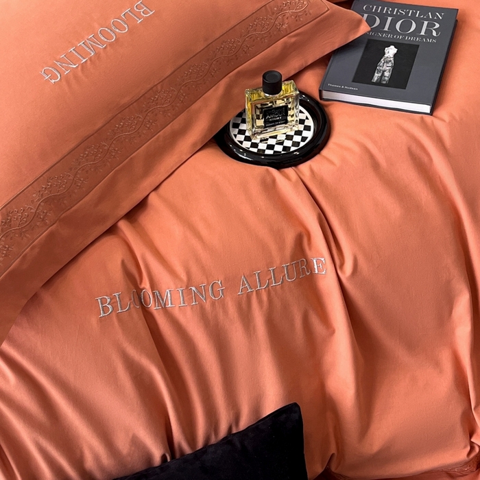 91家纺网 家纺一手货源 找家纺 安妮家居 2024新款A类云锦长绒棉全棉磨毛四件套含礼盒包装 云锦-橘色