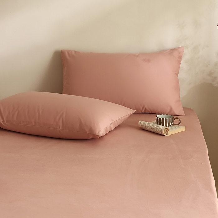 91家纺网 家纺一手货源 找家纺 轩和家居 2024新款50S长绒棉磨毛单枕套 深粉