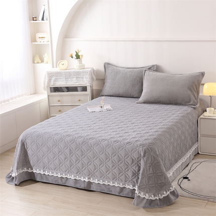 91家纺网 家纺一手货源 找家纺 提花大世界 2024新款婴儿绒牛奶绒加厚夹棉单床盖 暮云灰