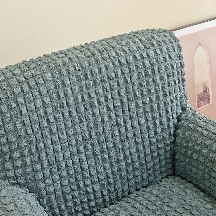 91家纺网 家纺一手货源 找家纺 启博家纺 2024新款泡泡纱单人沙发椅罩 草绿