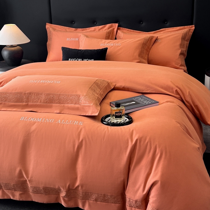 91家纺网 家纺一手货源 找家纺 安妮家居 2024新款A类云锦长绒棉全棉磨毛四件套含礼盒包装 云锦-橘色