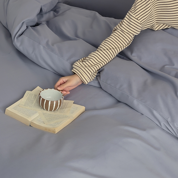 91家纺网 家纺一手货源 找家纺 轩和家居 2024新款50S长绒棉磨毛单被套 蓝莓紫