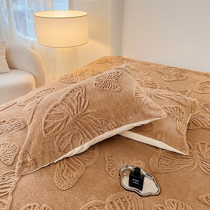 91家纺网 家纺一手货源 找家纺 锦润家纺 2024新款双面塔芙绒枕套一对 塔芙绒-深咖