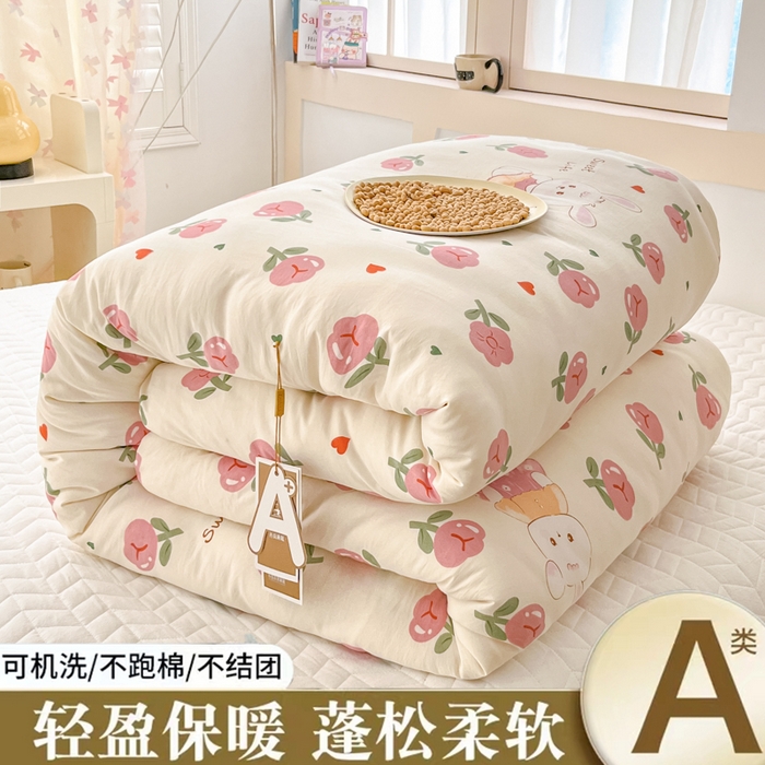 91家纺网 家纺一手货源 找家纺 星巴k家纺 2024糯糯棉A类大豆蛋白纤维加厚保暖双层纱冬被水洗棉冬被大豆被 曼塔玫瑰
