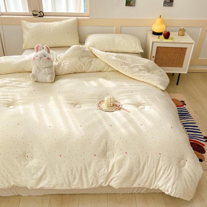 91家纺网 家纺一手货源 找家纺 星巴k家纺 2024糯糯棉A类大豆蛋白纤维加厚保暖双层纱冬被水洗棉冬被大豆被 芝士碎