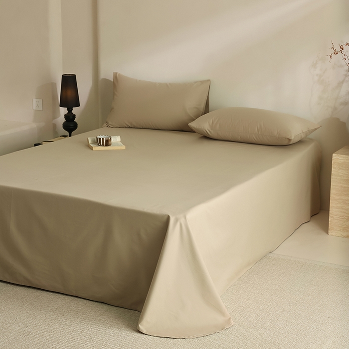 91家纺网 家纺一手货源 找家纺 轩和家居 2024新款50S长绒棉磨毛单床单 摩卡