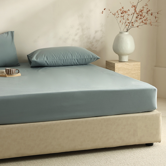 91家纺网 家纺一手货源 找家纺 轩和家居 2024新款50S长绒棉磨毛单床笠 灰蓝