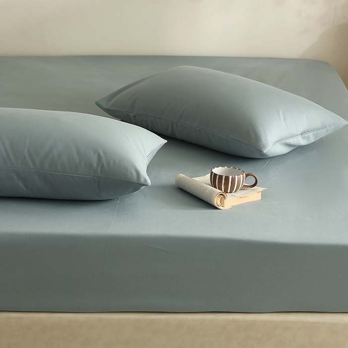 91家纺网 家纺一手货源 找家纺 轩和家居 2024新款50S长绒棉磨毛单枕套 灰蓝