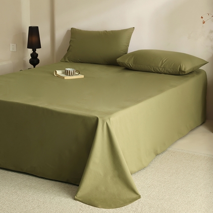 轩和家居 2024新款50S长绒棉磨毛单床单 军绿