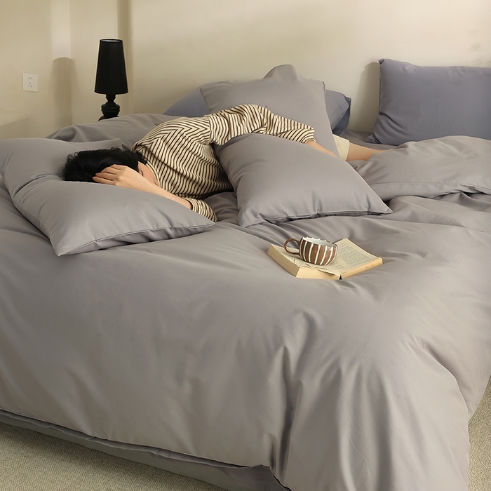 91家纺网 家纺一手货源 找家纺 轩和家居 2024新款50S长绒棉磨毛单被套 中灰