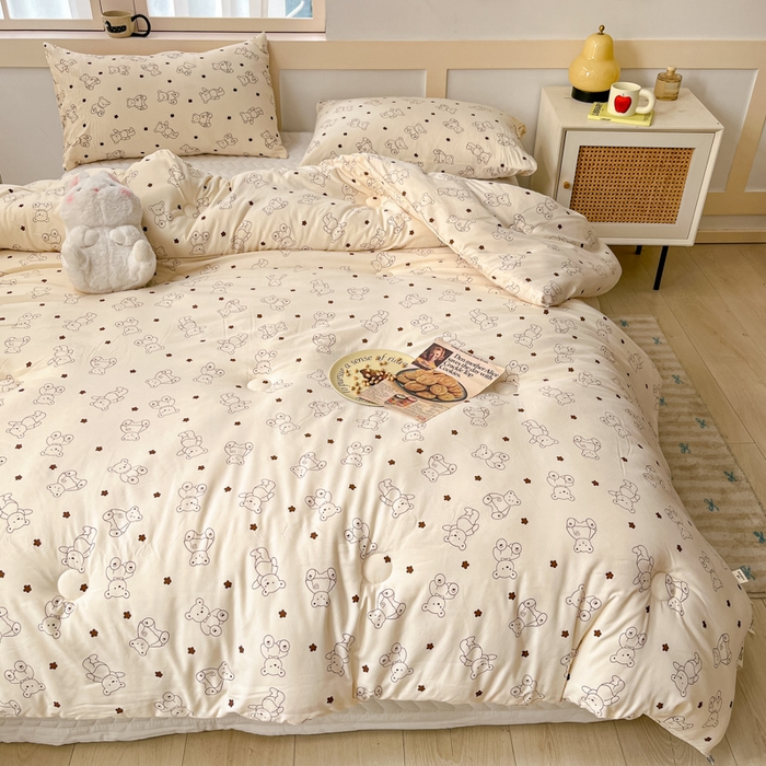 91家纺网 家纺一手货源 找家纺 星巴k家纺 2024糯糯棉A类大豆蛋白纤维加厚保暖双层纱冬被水洗棉冬被大豆被 小熊院长