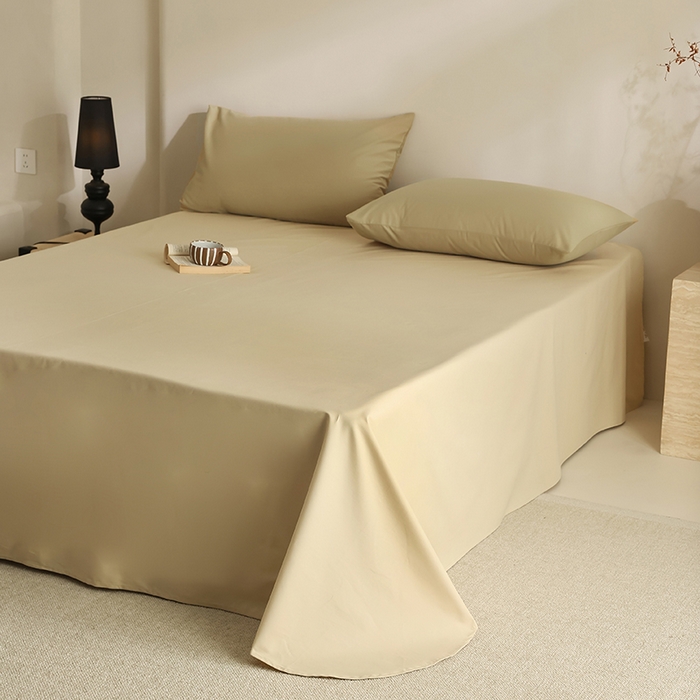 91家纺网 家纺一手货源 找家纺 轩和家居 2024新款50S长绒棉磨毛单床单 透明黄