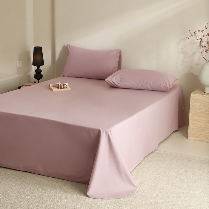 91家纺网 家纺一手货源 找家纺 轩和家居 2024新款50S长绒棉磨毛单床单 丁香色