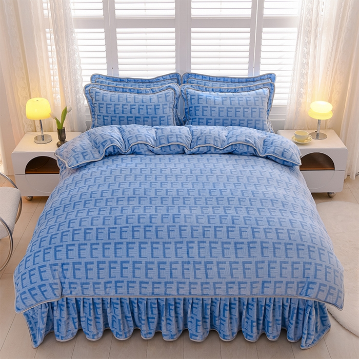 91家纺网 家纺一手货源 找家纺 梦莱情纺2024新款8.5斤牛奶绒四件套日产12000套 曙光-蓝