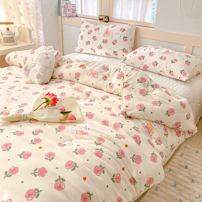 91家纺网 家纺一手货源 找家纺 星巴k家纺 2024糯糯棉A类大豆蛋白纤维加厚保暖双层纱冬被水洗棉冬被大豆被 曼塔玫瑰