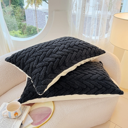 锦润家纺 2024新款双面塔芙绒枕套一对 塔芙绒-深灰