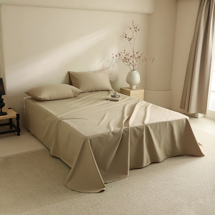 91家纺网 家纺一手货源 找家纺 轩和家居 2024新款50S长绒棉磨毛单床单 摩卡