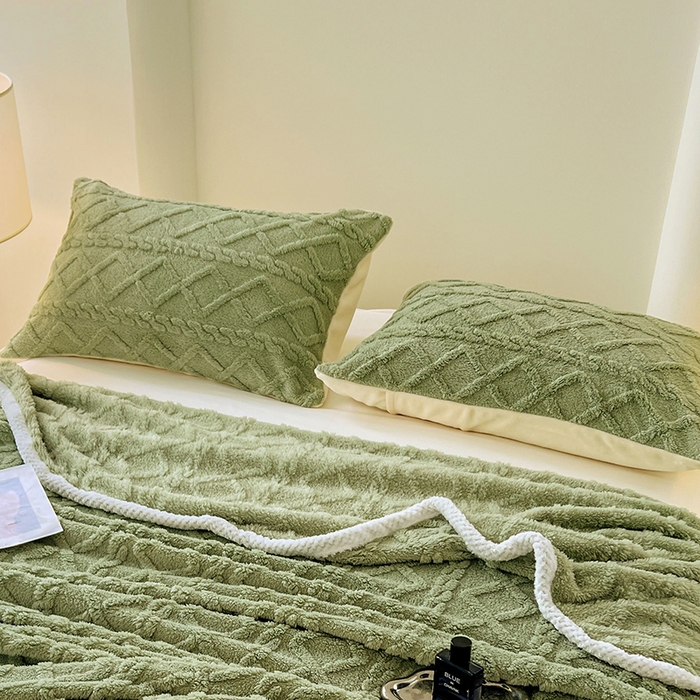 91家纺网 家纺一手货源 找家纺 锦润家纺 2024新款双面塔芙绒枕套一对 塔芙绒-抹茶绿