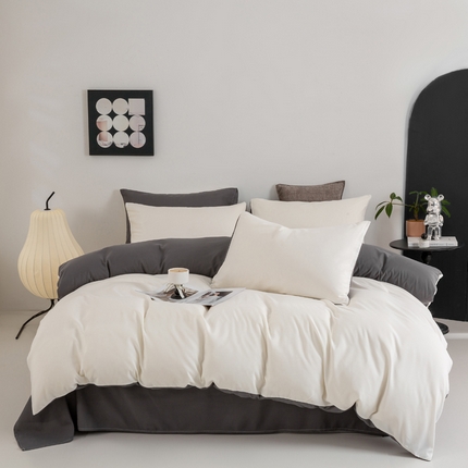 91家纺网 家纺一手货源 找家纺 （总）乐沐家纺 2024新款纯色磨毛水洗棉四件套