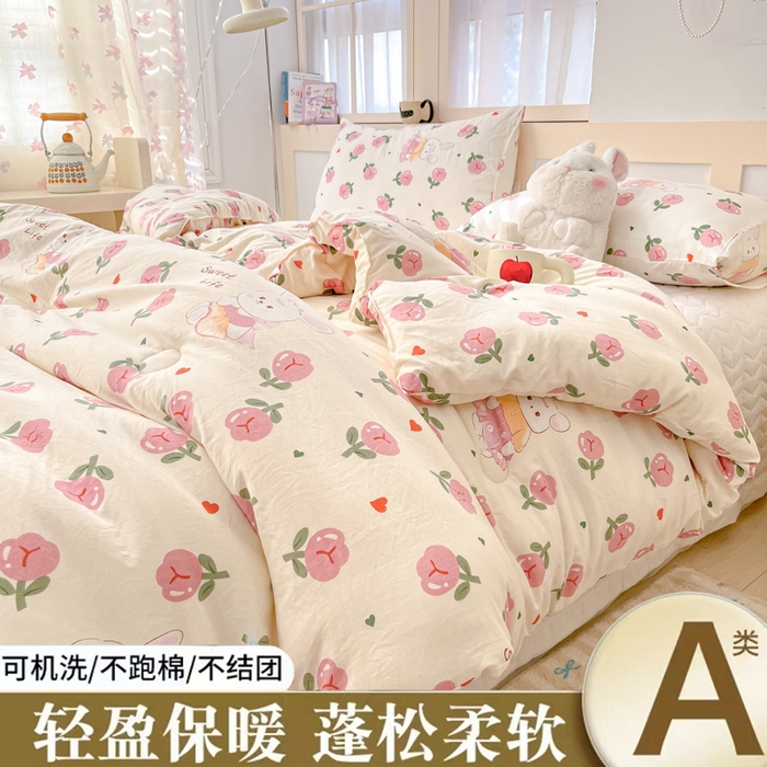 91家纺网 家纺一手货源 找家纺 星巴k家纺 2024糯糯棉A类大豆蛋白纤维加厚保暖双层纱冬被水洗棉冬被大豆被 曼塔玫瑰