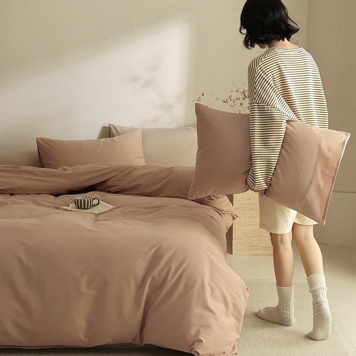 91家纺网 家纺一手货源 找家纺 轩和家居 2024新款50S长绒棉磨毛单被套 焦糖橙