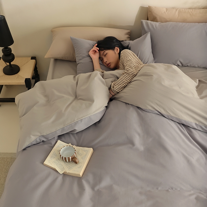 91家纺网 家纺一手货源 找家纺 轩和家居 2024新款50S长绒棉磨毛单被套 中灰+摩登灰