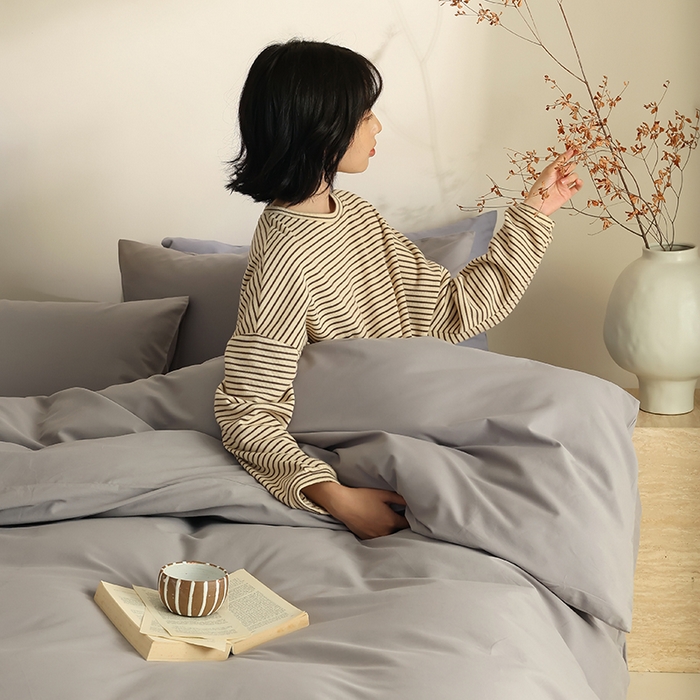 91家纺网 家纺一手货源 找家纺 轩和家居 2024新款50S长绒棉磨毛单被套 中灰