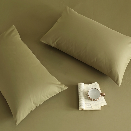 91家纺网 家纺一手货源 找家纺 轩和家居 2024新款50S长绒棉磨毛单枕套 军绿