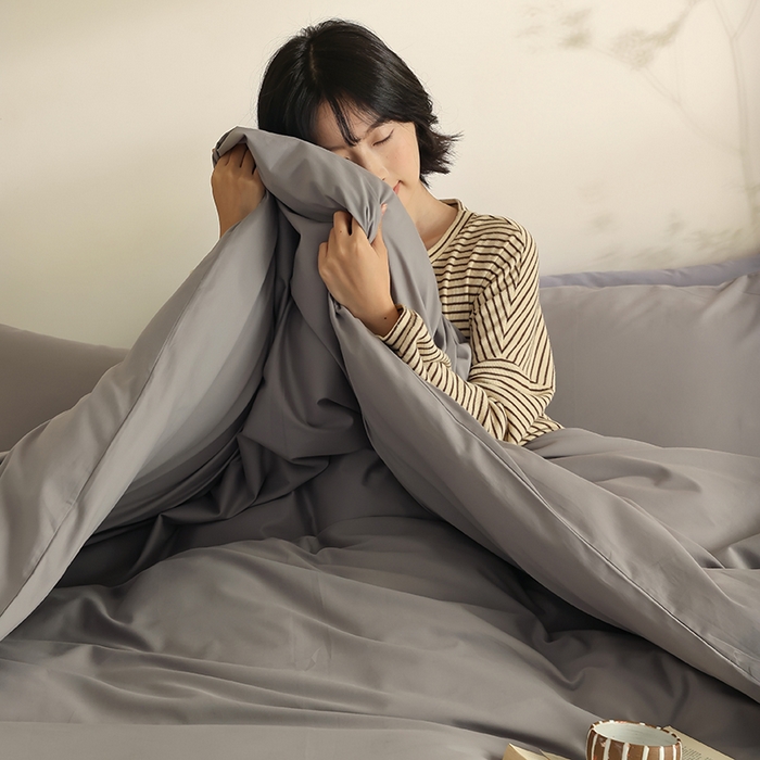 91家纺网 家纺一手货源 找家纺 轩和家居 2024新款50S长绒棉磨毛单被套 中灰