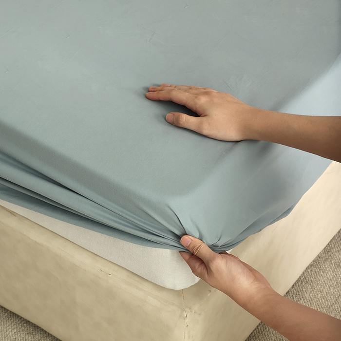 91家纺网 家纺一手货源 找家纺 轩和家居 2024新款50S长绒棉磨毛单床笠 灰蓝