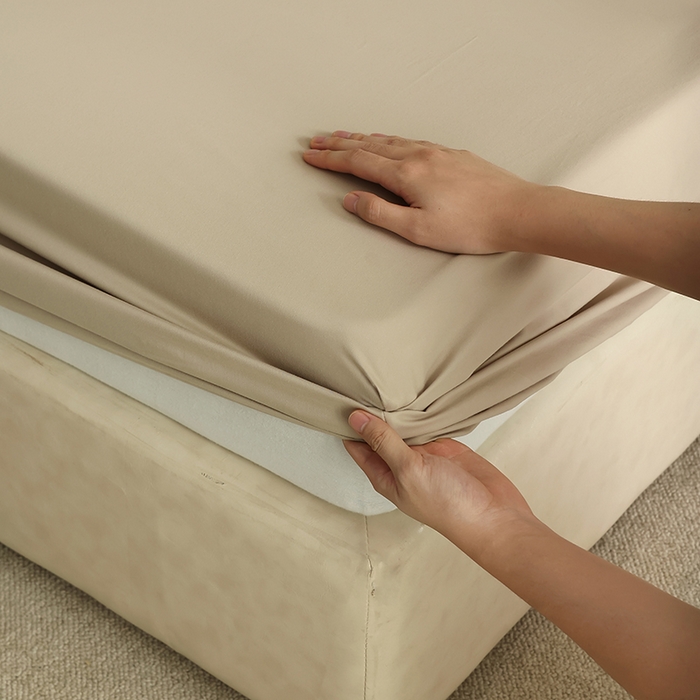 91家纺网 家纺一手货源 找家纺 轩和家居 2024新款50S长绒棉磨毛单床笠 摩卡