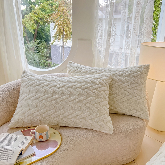 91家纺网 家纺一手货源 找家纺 锦润家纺 2024新款双面塔芙绒枕套一对 塔芙绒-米白