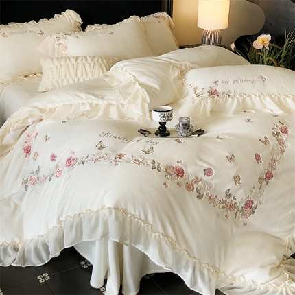 馨蕊家居 2024新款秋冬轻奢煦暖绒四件套-春溪 元气白桃