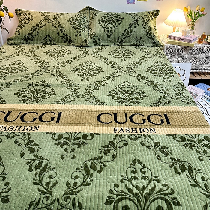 91家纺网 家纺一手货源 找家纺 慕晨 2024新款高克重A类牛奶绒印花豆豆绒夹棉单床盖三件被套四件套 时尚大牌