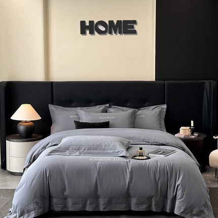 安妮家居 2024新款A类云锦长绒棉全棉磨毛四件套含礼盒包装 云锦-蓝灰