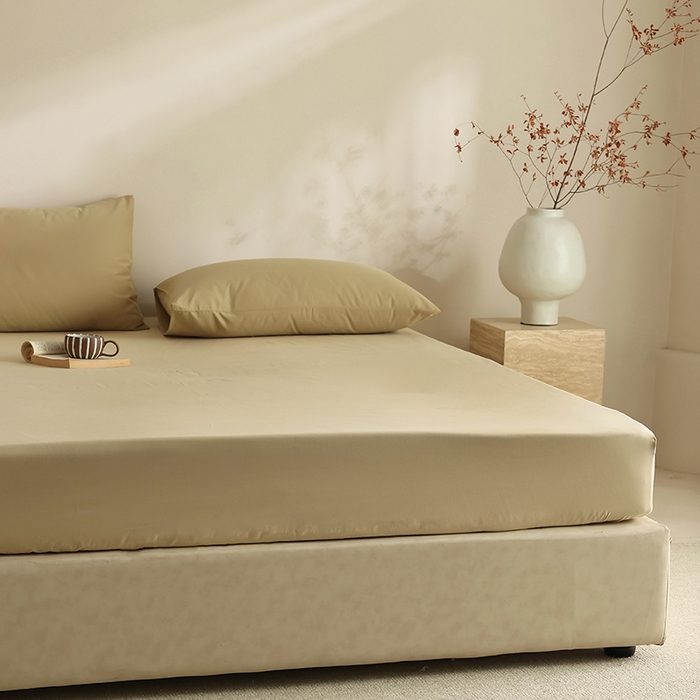 91家纺网 家纺一手货源 找家纺 轩和家居 2024新款50S长绒棉磨毛单床笠 透明黄