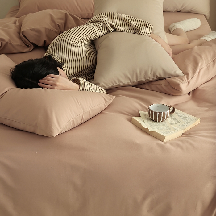 91家纺网 家纺一手货源 找家纺 轩和家居 2024新款50S长绒棉磨毛单被套 焦糖橙