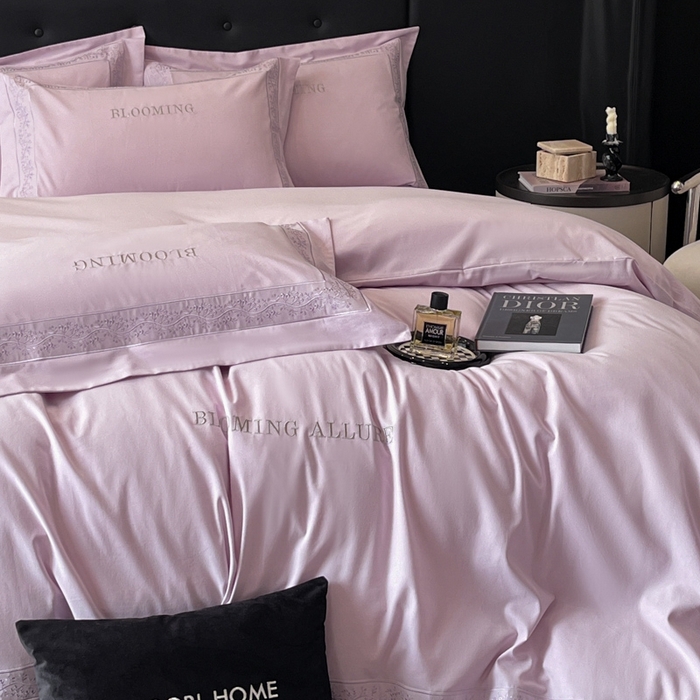 91家纺网 家纺一手货源 找家纺 安妮家居 2024新款A类云锦长绒棉全棉磨毛四件套含礼盒包装 云锦-紫色