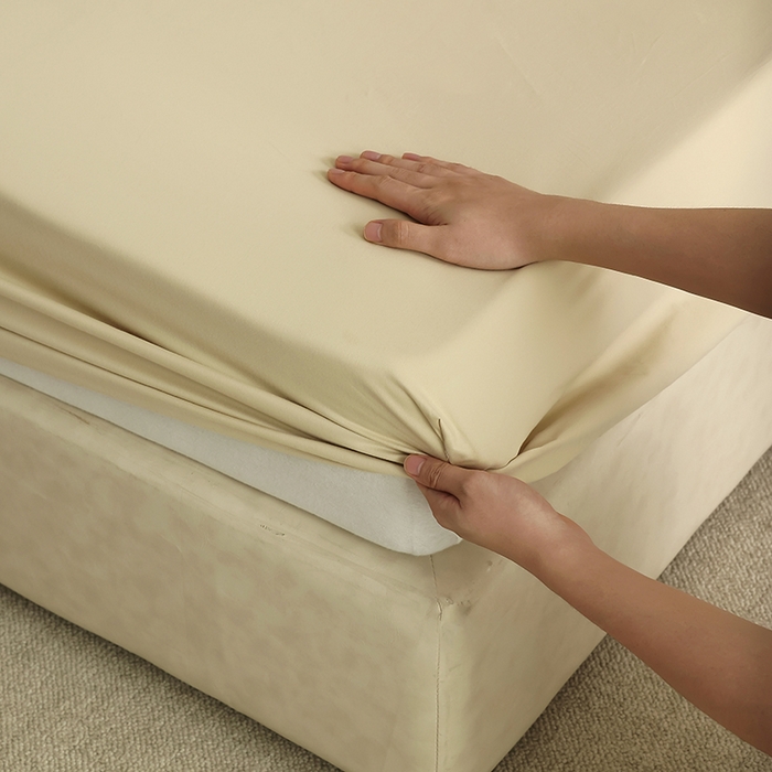 91家纺网 家纺一手货源 找家纺 轩和家居 2024新款50S长绒棉磨毛单床笠 透明黄