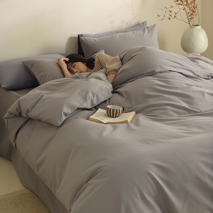 91家纺网 家纺一手货源 找家纺 轩和家居 2024新款50S长绒棉磨毛单被套 中灰