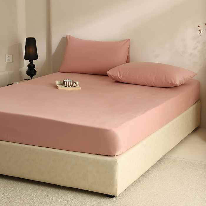 91家纺网 家纺一手货源 找家纺 轩和家居 2024新款50S长绒棉磨毛单床笠 深粉