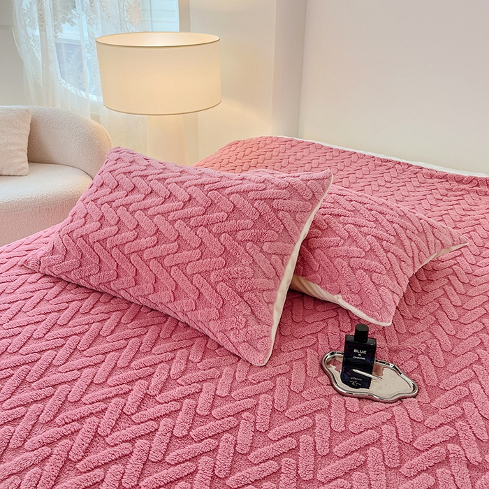 91家纺网 家纺一手货源 找家纺 锦润家纺 2024新款双面塔芙绒枕套一对 塔芙绒-豆沙