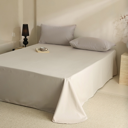 轩和家居 2024新款50S长绒棉磨毛单床单 燕麦色