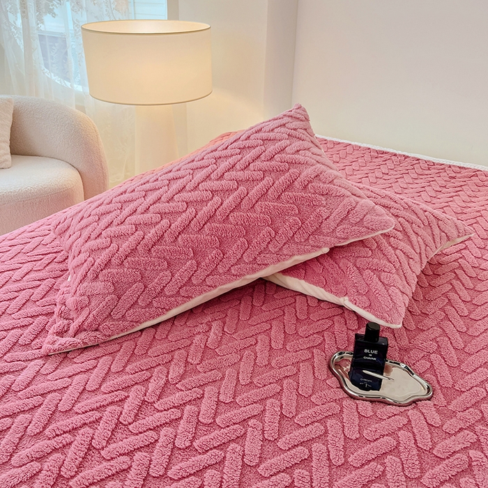 91家纺网 家纺一手货源 找家纺 锦润家纺 2024新款双面塔芙绒枕套一对 塔芙绒-豆沙