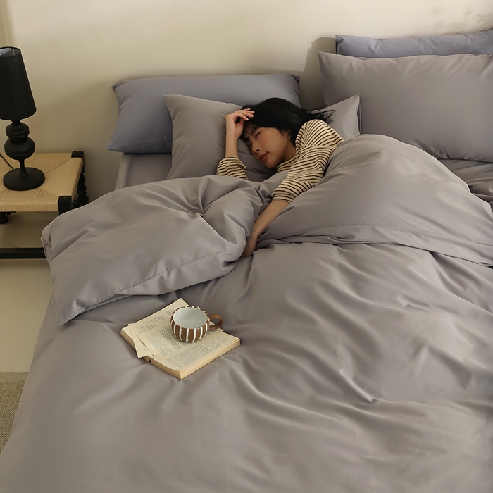 91家纺网 家纺一手货源 找家纺 轩和家居 2024新款50S长绒棉磨毛单被套 中灰